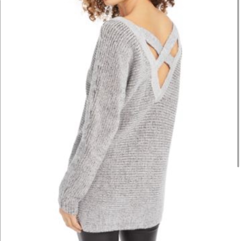 Bar iii gray crisscross sweater new with tags